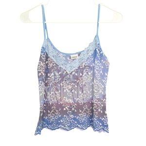 Vintage Y2K Lace Sheer Embroidered Coquette Two Piece Tank Top Set S